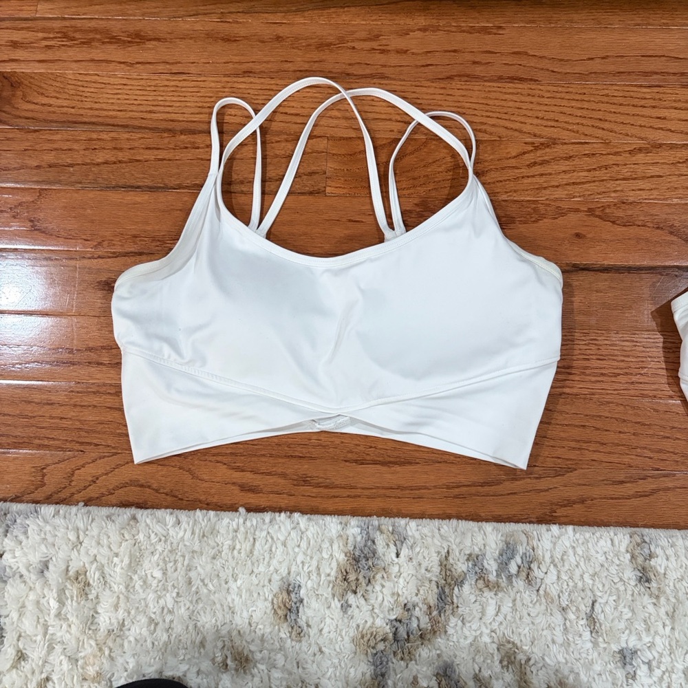 HALARA Women's Double Strap White Sports Bra Lot of 2 - Picture 2 of 4
